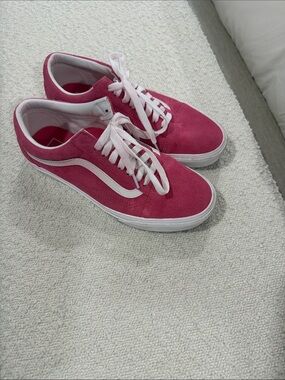 Vans Pink Suede Old Skool Low-Top Women's Sneakers with White Stripe